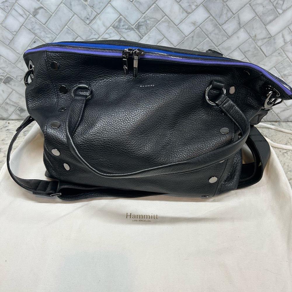 💜🖤 Hammitt Birthday Brite Large Daniel Black Leather Women's Bag